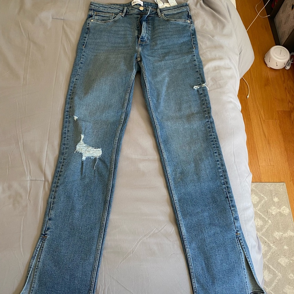 Zara split skinny jeans